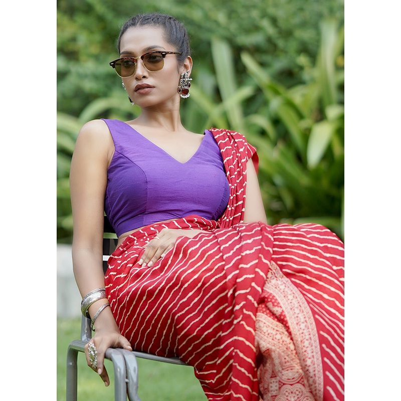 Purple Dupion Silk Designer Blouse - JD986602049