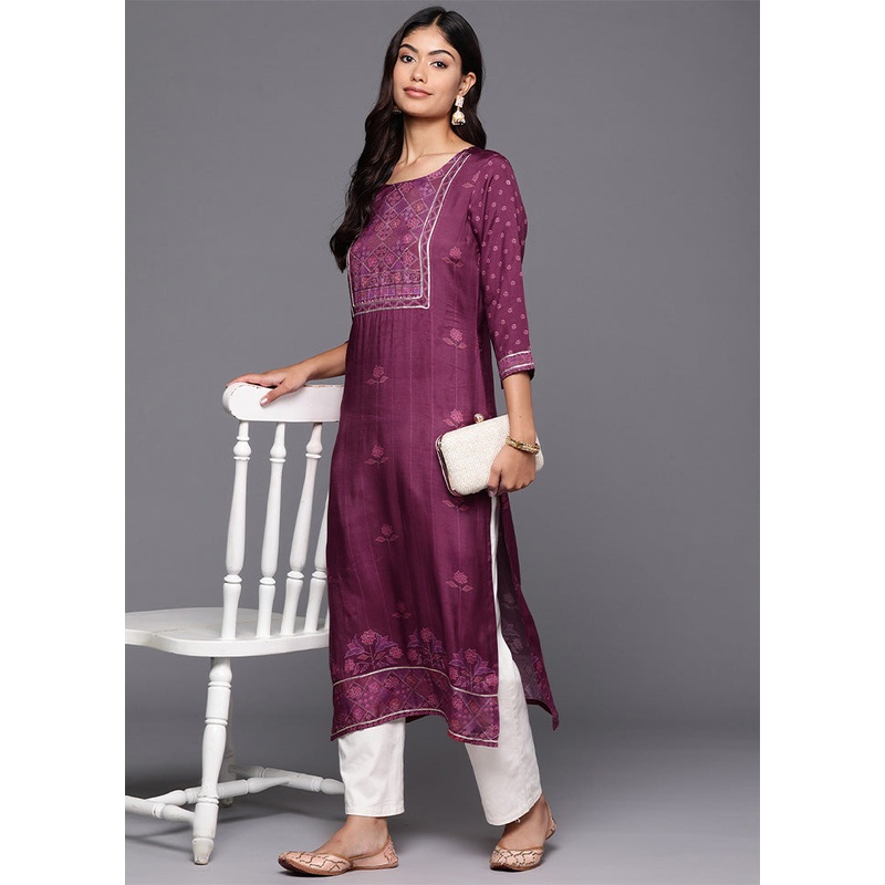 Purple Readymade Silk Kurti - JD986601869