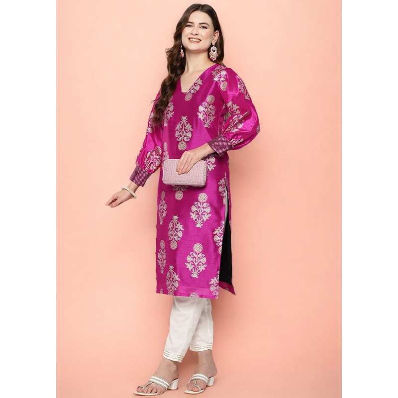 Purple Readymade Silk Kurti - JD986601908