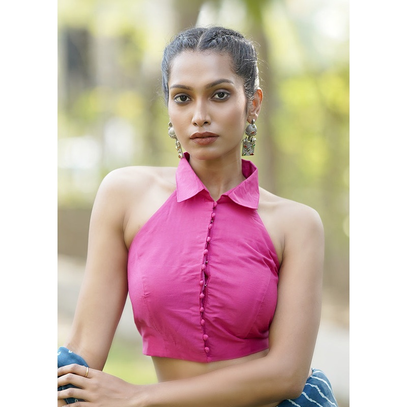 Rani Pink Cotton Silk Designer Blouse - JD986602048