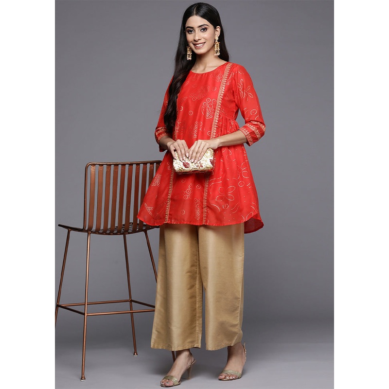 Red Readymade Polyester Tunic - JD986601893