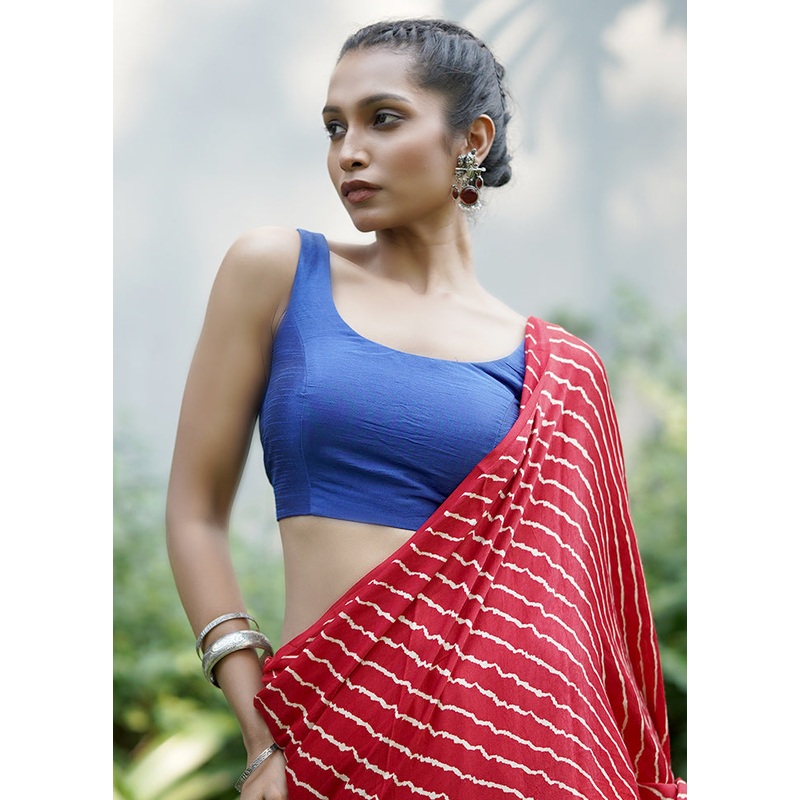 Royal Blue Dupion Silk Designer Blouse - JD986602044