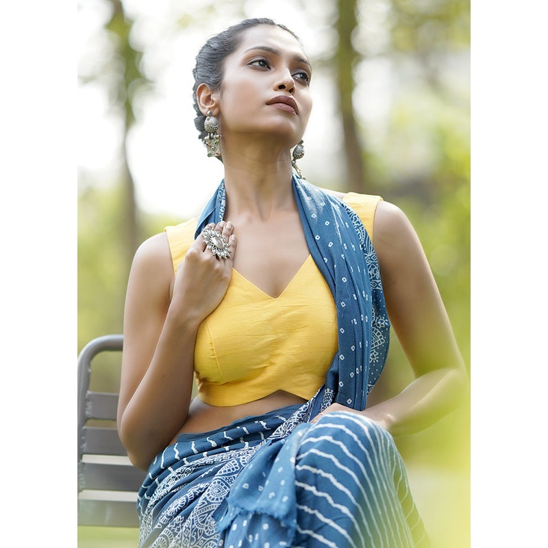 Yellow Dupion Silk Designer Blouse - JD986602038