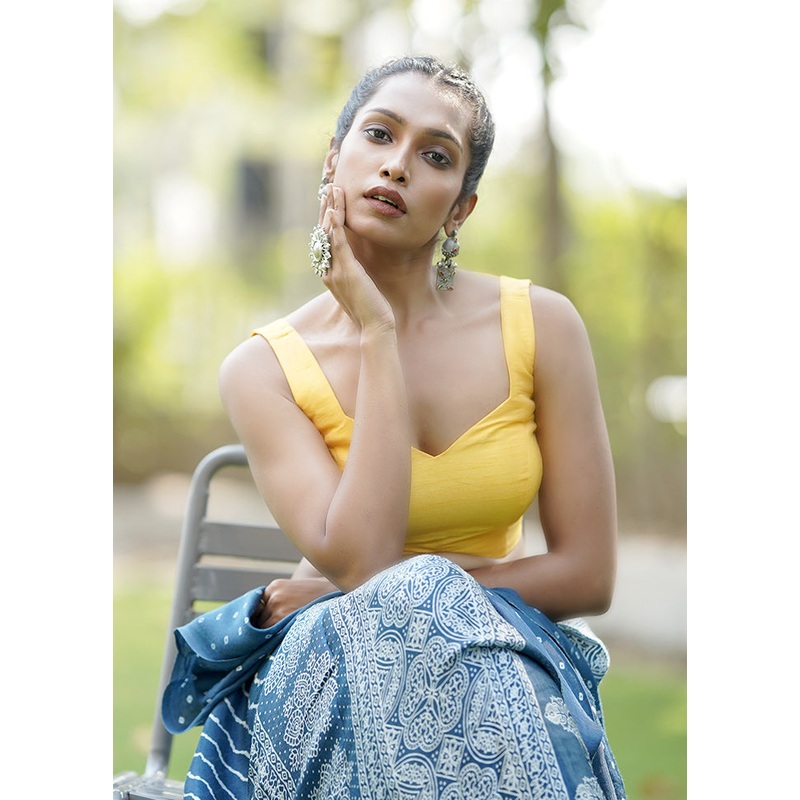 Yellow Dupion Silk Designer Blouse - JD986602039