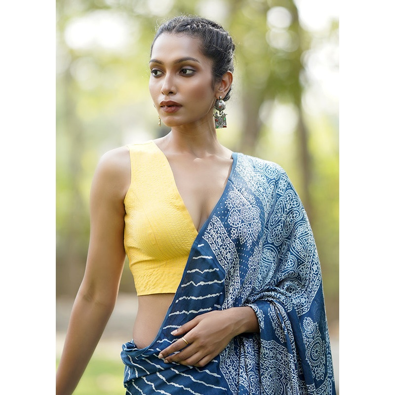 Yellow Dupion Silk Designer Blouse - JD986602040