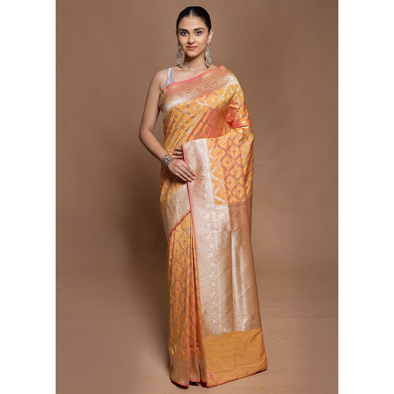 Yellow Uppada Silk Saree With Blouse Piece - JD986602061