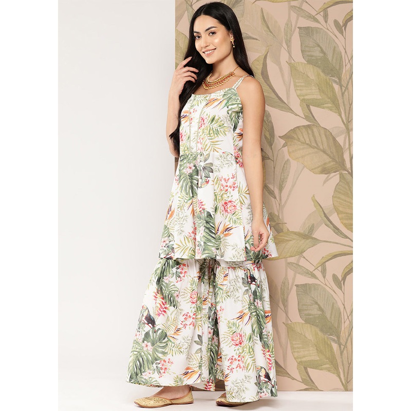 2 Pc White Readymade Silk Kurti Set - JD986601793
