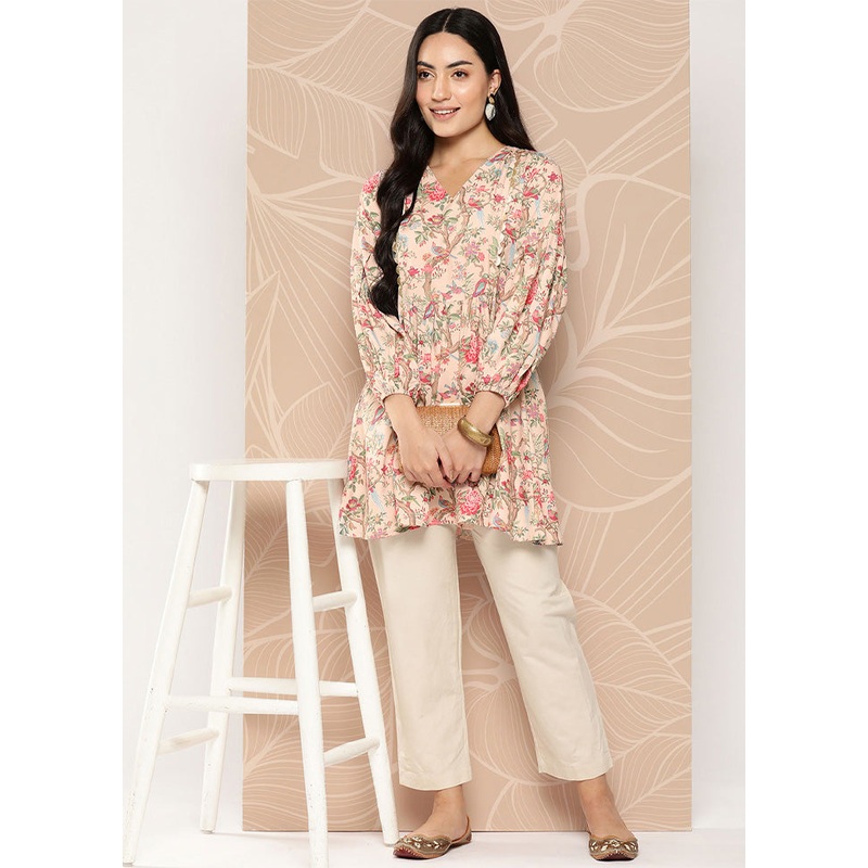 Beige Readymade Polyester Tunic - JD986601787