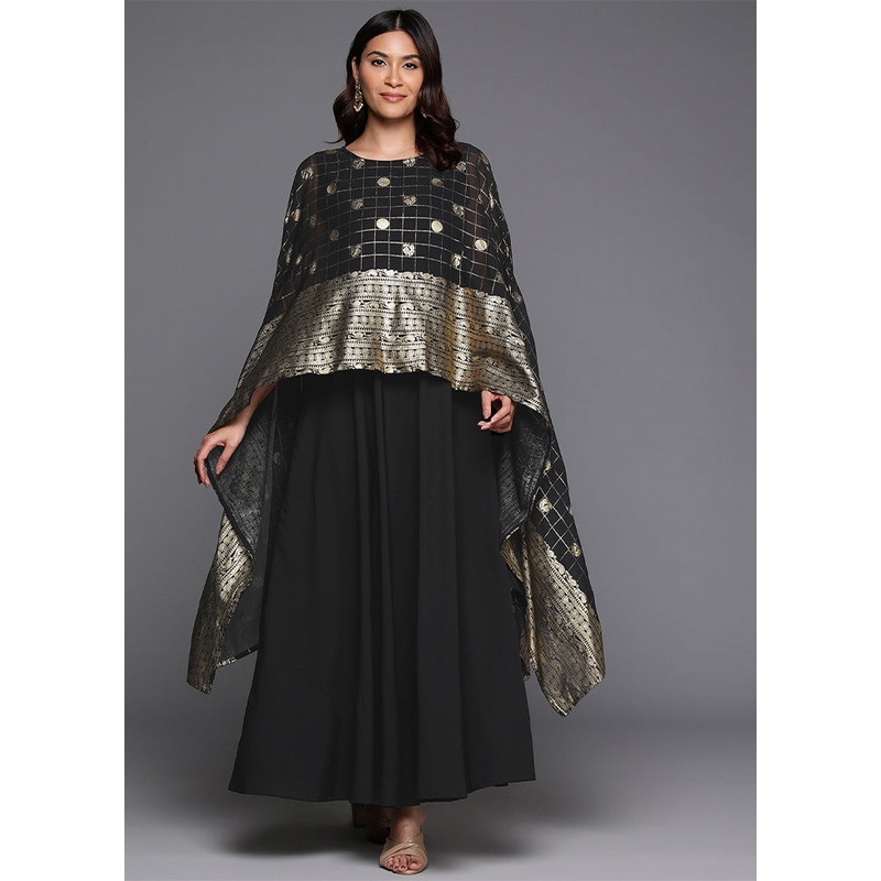 Black Readymade Polyester Indian Dress - JD986601724