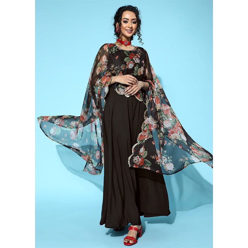 Black Readymade Polyester Indian Dress - JD986601725