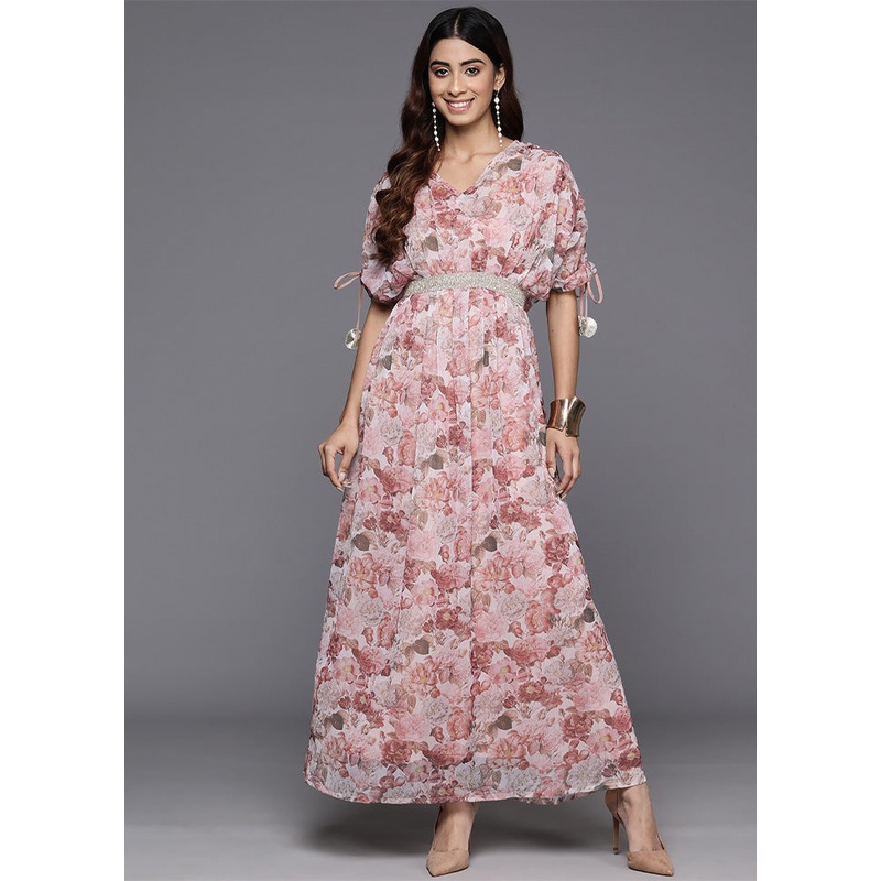 Brown Readymade Silk Indian Dress - JD986601719