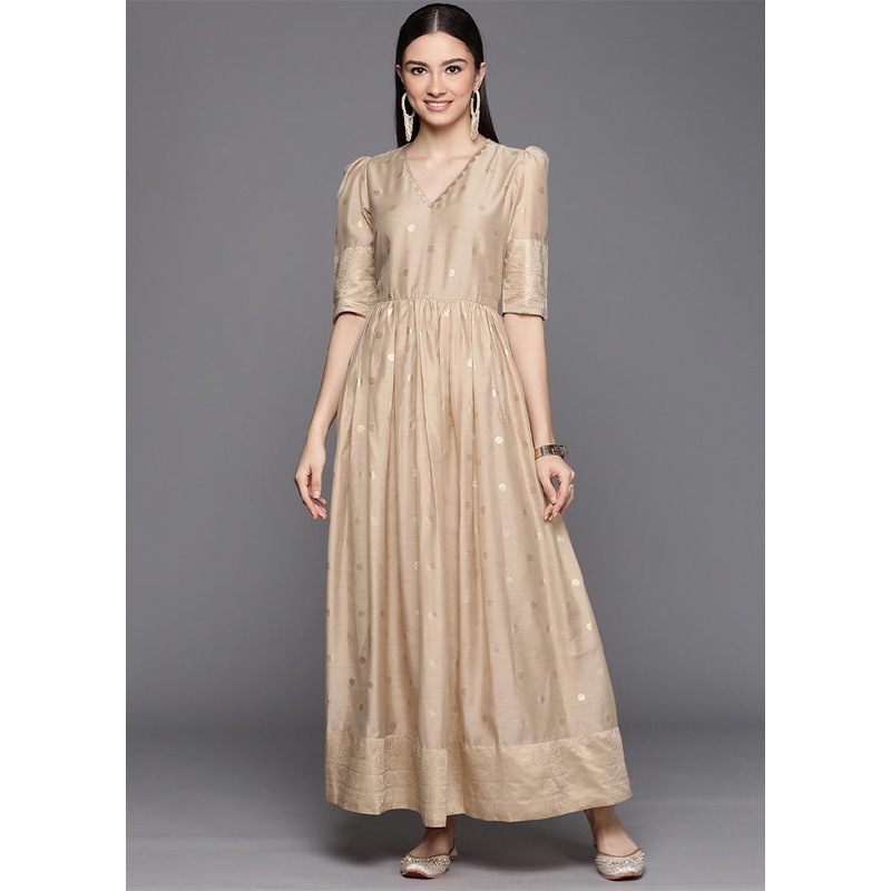 Chiku Readymade Chanderi Indian Dress - JD986601718