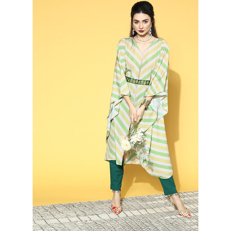 Green Readymade Polyester Kurti - JD986601731