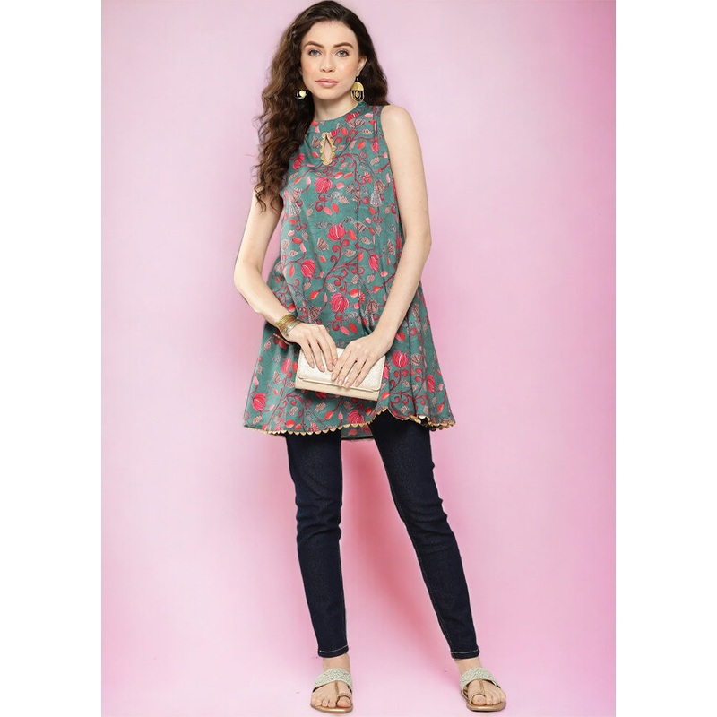 Green Readymade Polyester Tunic - JD986601774