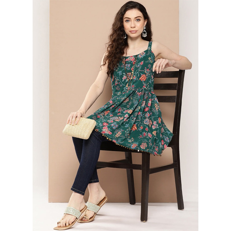 Green Readymade Polyester Tunic - JD986601775