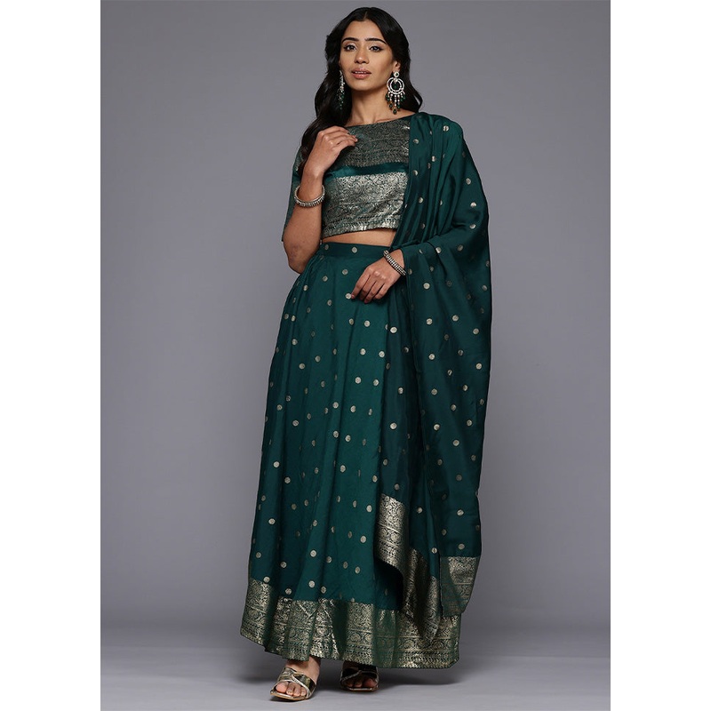 Green Silk Readymade Lehenga - JD986601654