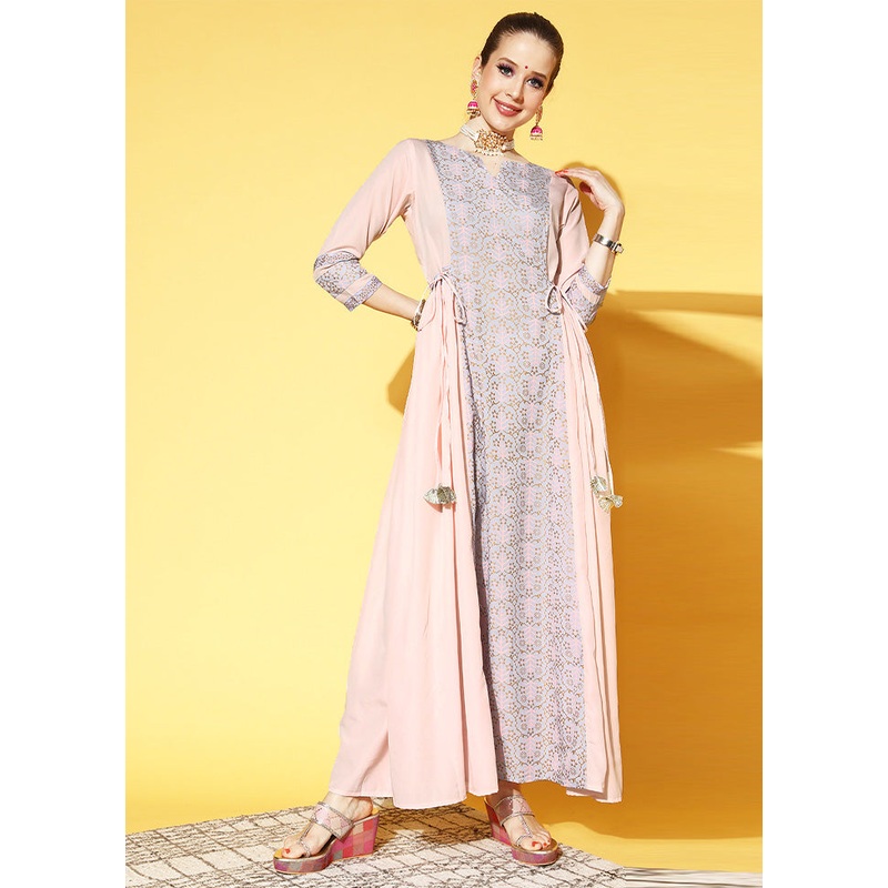 Light Pink Readymade Silk Indian Dress - JD986601702