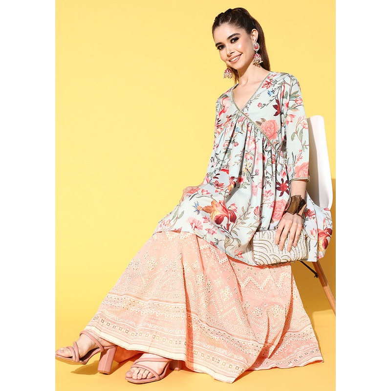 Mint Green Readymade Polyester Tunic - JD986601764