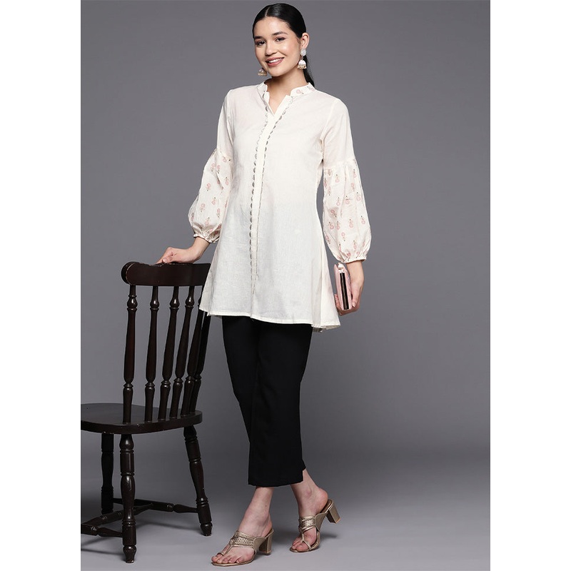 Off White Readymade Cotton Tunic - JD986601760