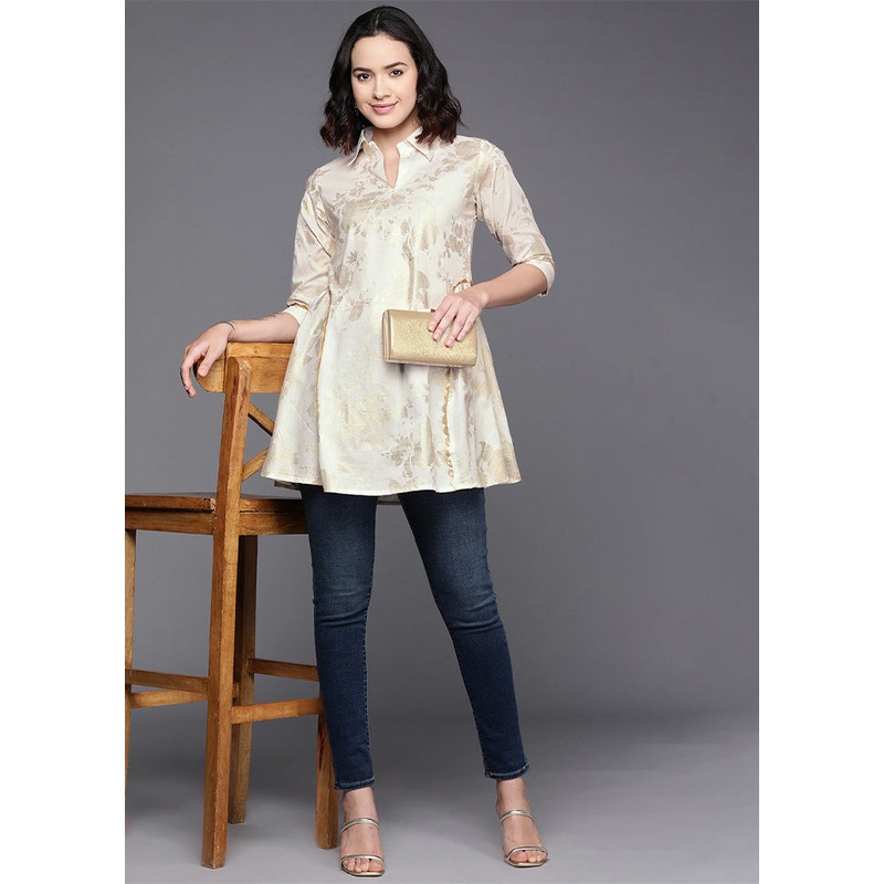 Off White Readymade Cotton Tunic - JD986601761