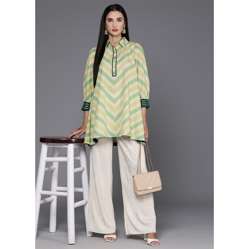 Off White Readymade Polyester Tunic - JD986601757