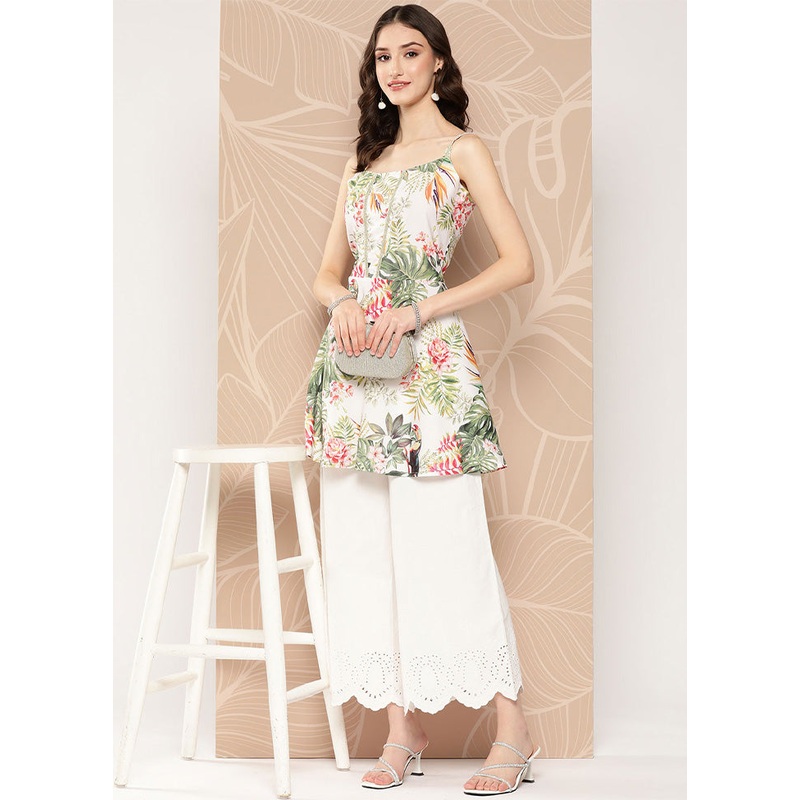 Off White Readymade Polyester Tunic - JD986601758