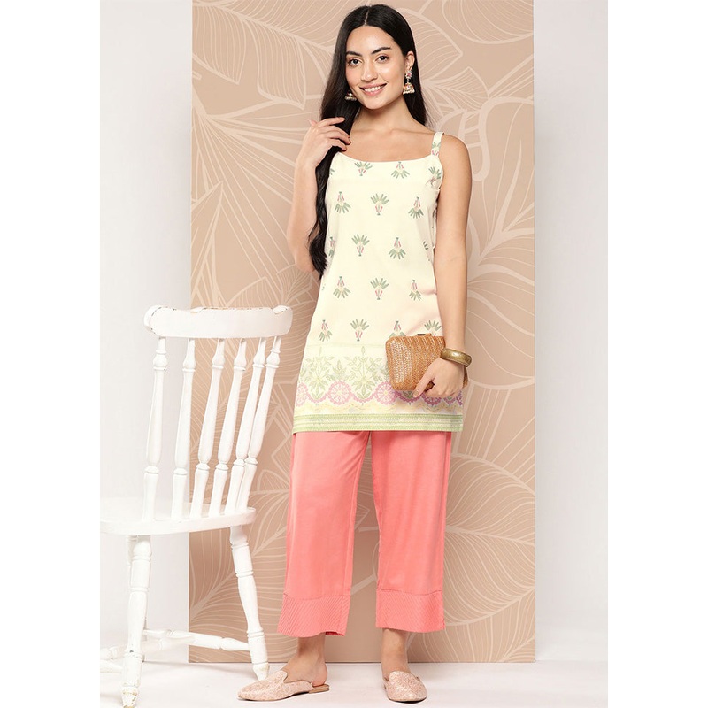 Off White Readymade Polyester Tunic - JD986601759