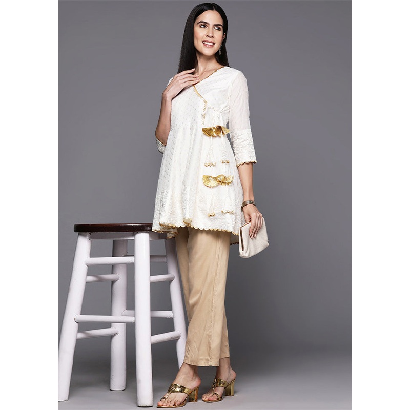 Off White Readymade Silk Tunic - JD986601754