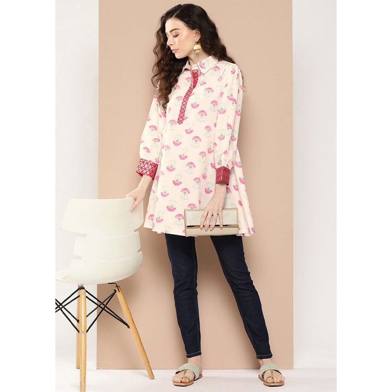 Off White Readymade Silk Tunic - JD986601756