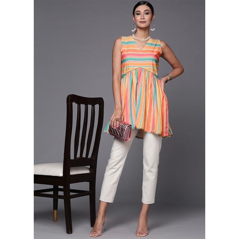 Orange Readymade Polyester Tunic - JD986601763
