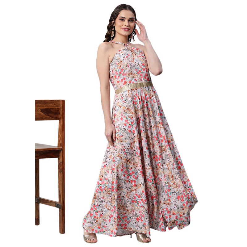 Pink Readymade Polyester Indian Dress - JD986601687