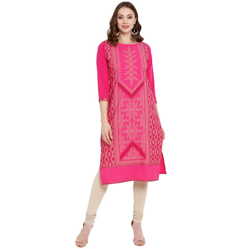 Pink Readymade Silk Kurti - JD986601729
