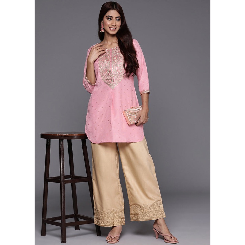 Pink Readymade Silk Tunic - JD986601750