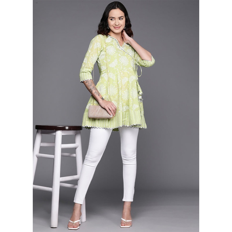 Pista Green Readymade Cotton Tunic - JD986601748