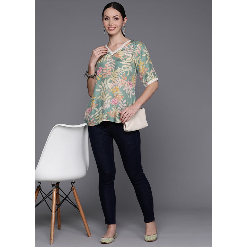 Pista Green Readymade Cotton Tunic - JD986601749