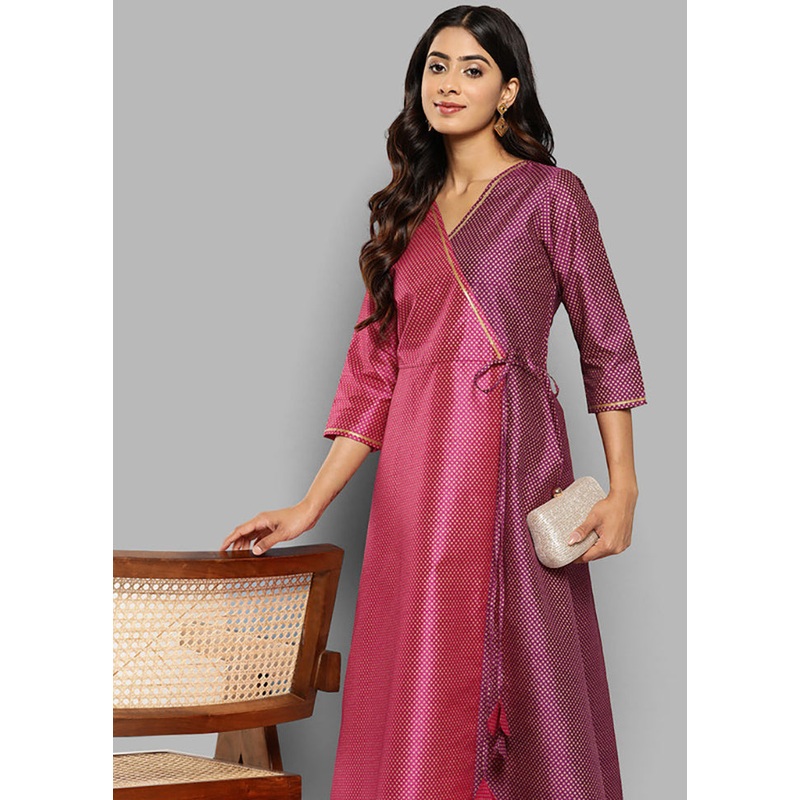 Purple Readymade Net Indian Dress - JD986601679