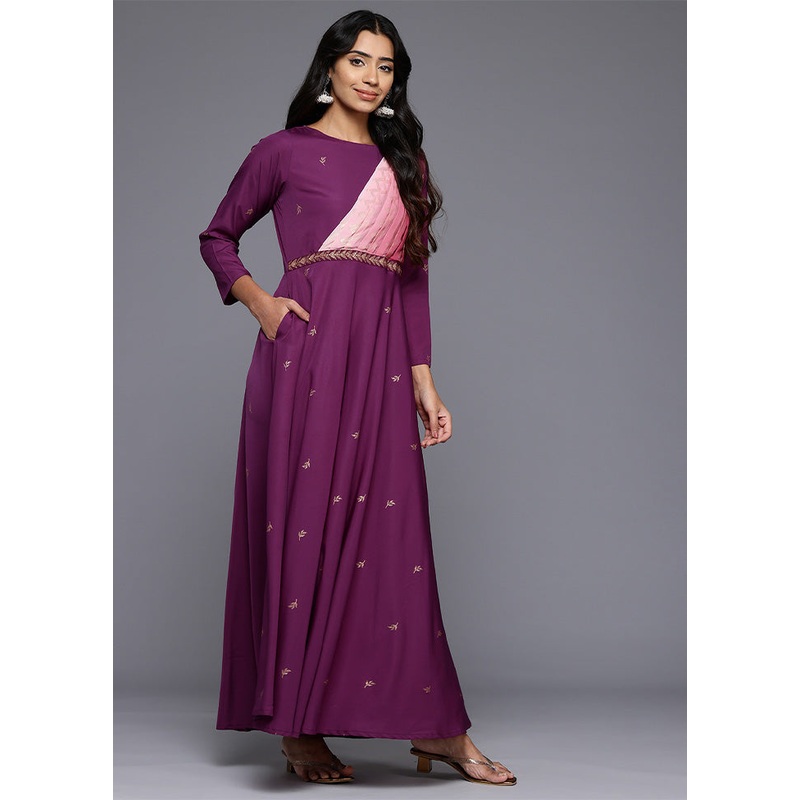 Purple Readymade Polyester Indian Dress - JD986601678