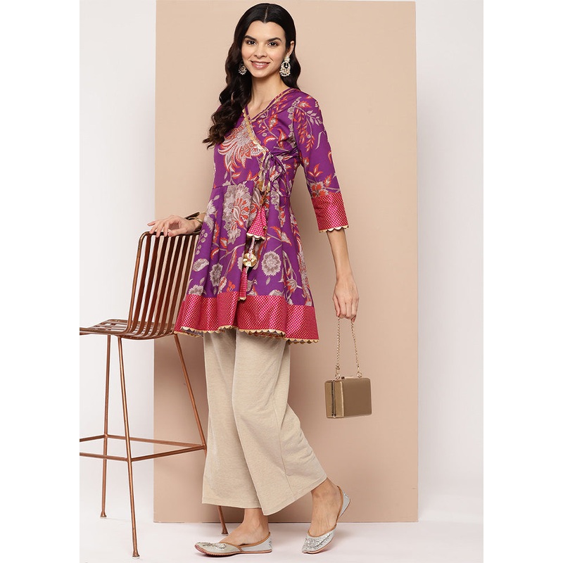 Purple Readymade Silk Tunic - JD986601746