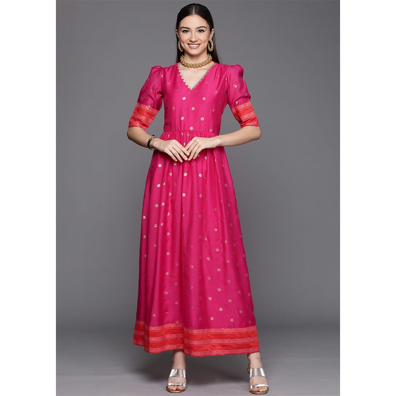 Rani Readymade Chanderi Indian Dress - JD986601676