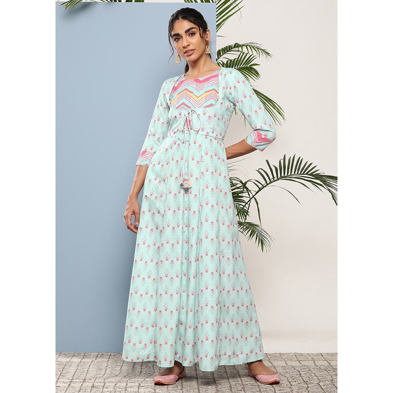 Sea Green Readymade Silk Indian Dress - JD986601669