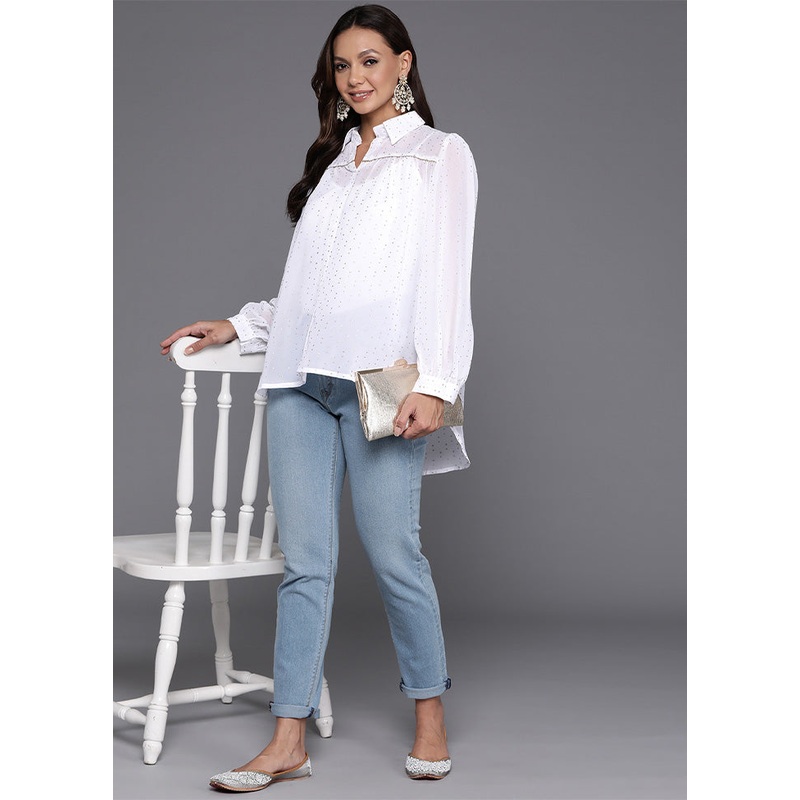 White Readymade Polyester Tunic - JD986601739
