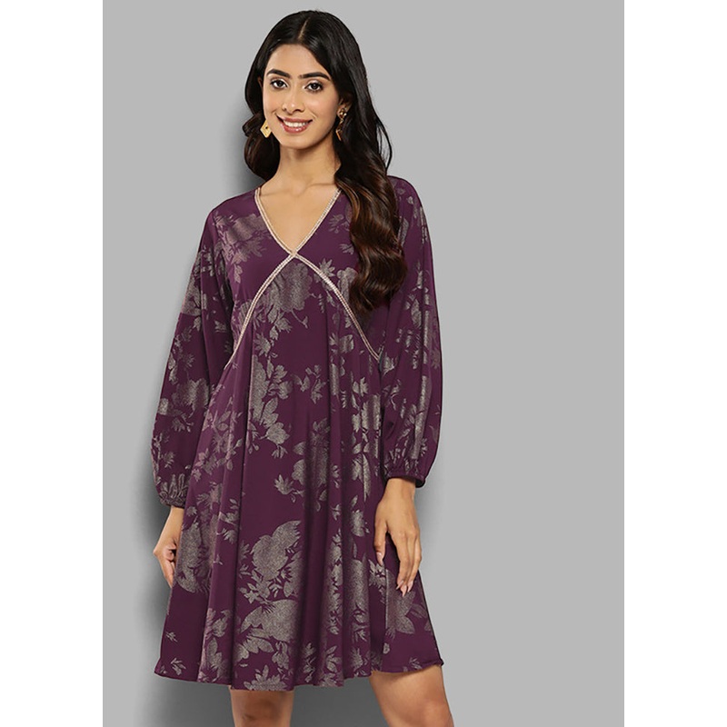 Wine Readymade Silk Indian Dress - JD986601664