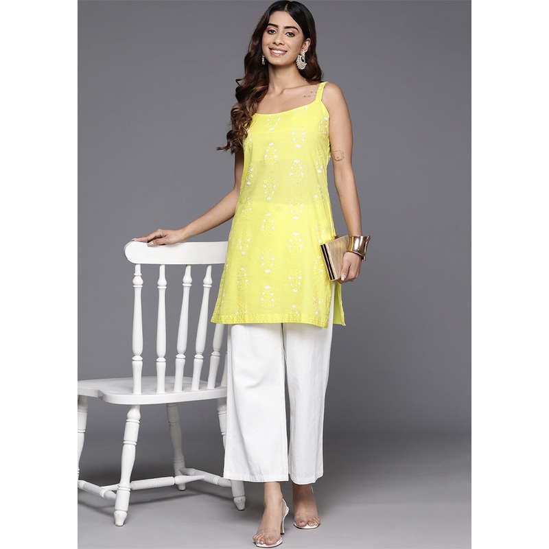 Yellow Readymade Cotton Tunic - JD986601735