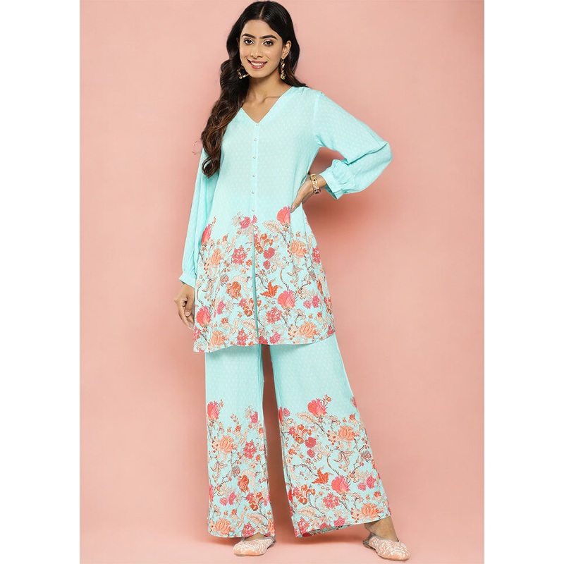 2 Pc Blue Readymade Rayon Top Set - JD986601626