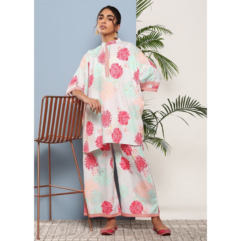 2 Pc Blue Readymade Silk Top Set - JD986601624
