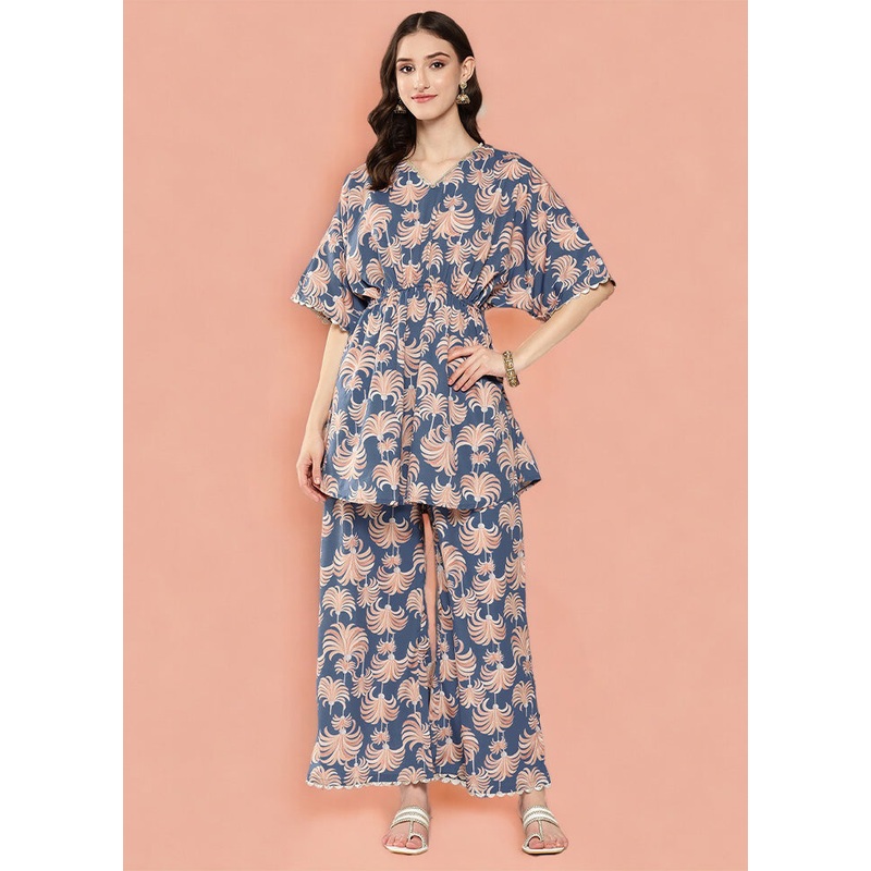 2 Pc Blue Readymade Silk Tunic Set - JD986601623