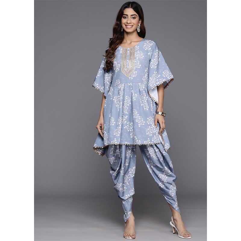 2 Pc Grey Readymade Cotton Top Set - JD986601606