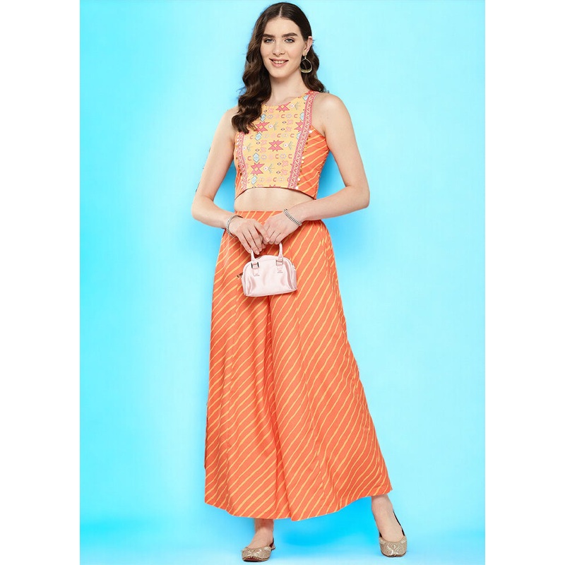 2 Pc Orange Readymade Silk Top Set - JD986601586