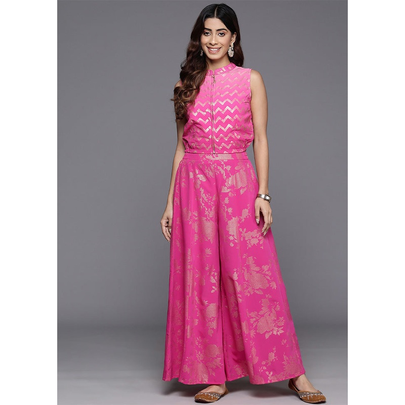 2 Pc Pink Readymade Georgette Top Set - JD986601582