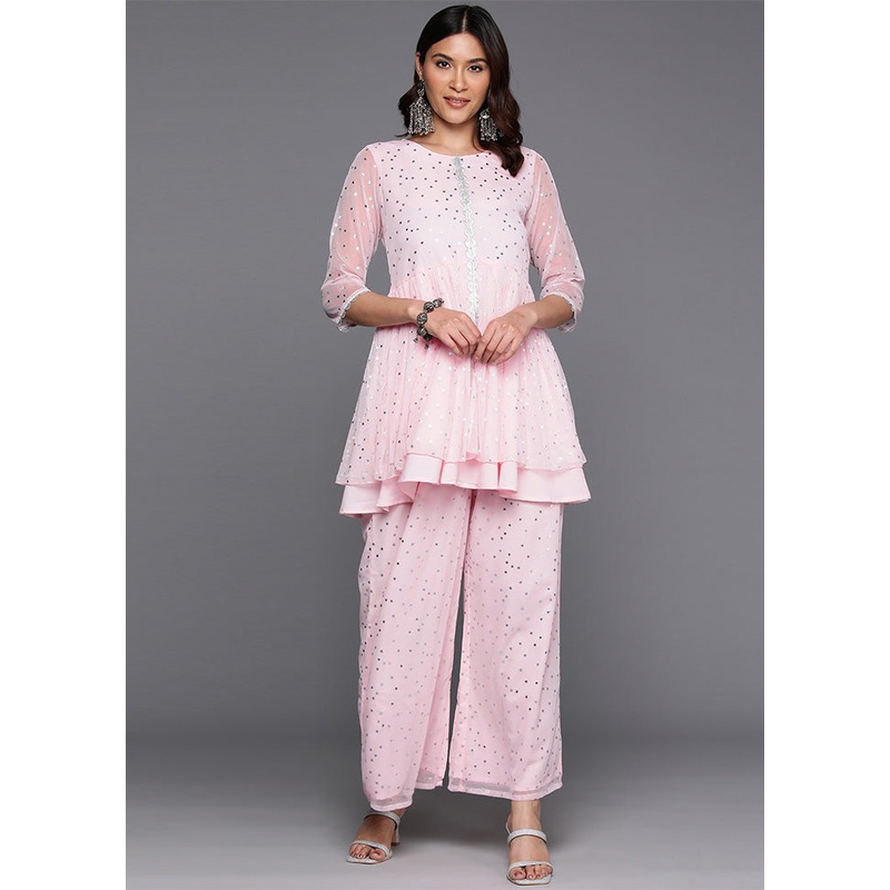 2 Pc Pink Readymade Polyester Tunic Set - JD986601579